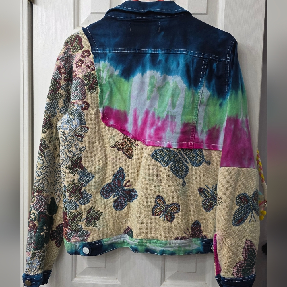 Upcycled Colorful Patchwork Denim Jacket - image 2